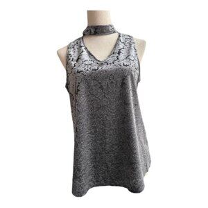 A. Byer L Choker-Neck Sleeveless Top - Metallic Floral Textured (2613-1)